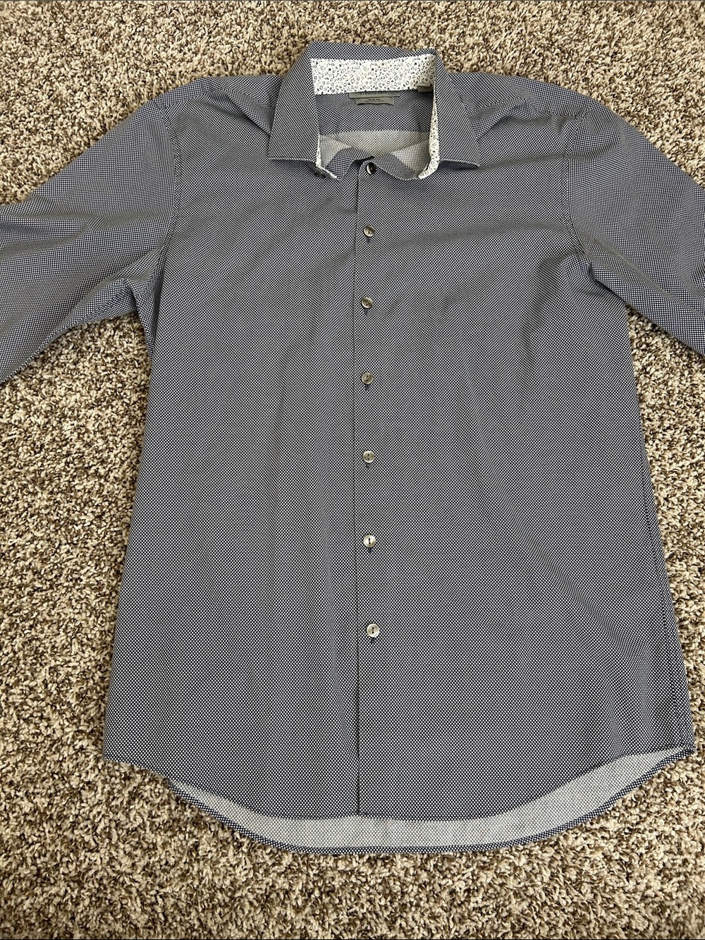 Kenneth Cole Reaction Slim-Fit Navy Microdot Dress Shirt